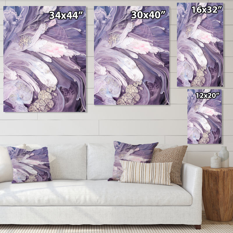 Mauve liquide Art Ripples - art mural moderne sur toile, H 32 po x l 16 po, Toile tendue, Sans cadre