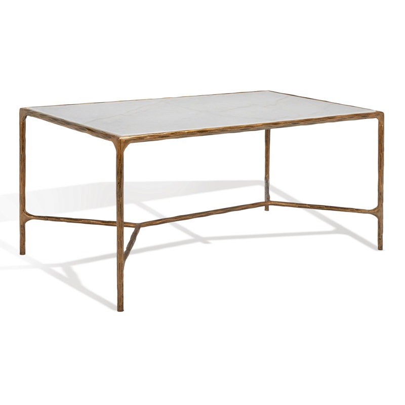 Evelynn Coffee Table, White Marble, Brass
