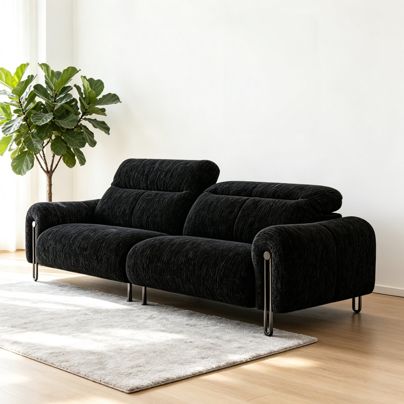 Black Casual Creative Sofa, 110.24" W