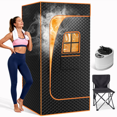 1 Person Portable Steam Sauna Box, Full Body Home Spa Steam Sauna Tent with Folding Chair for Indoor Relaxation Therapy