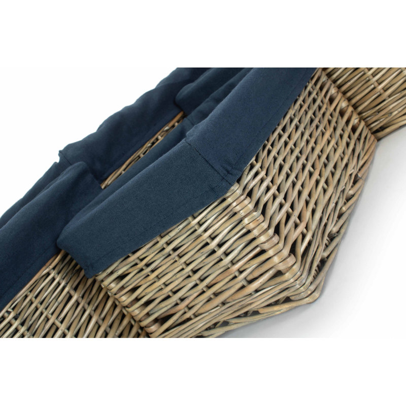 Fleur De Lis Living 3 Piece Wicker Storage Basket Set, Antique Wash/Navy
