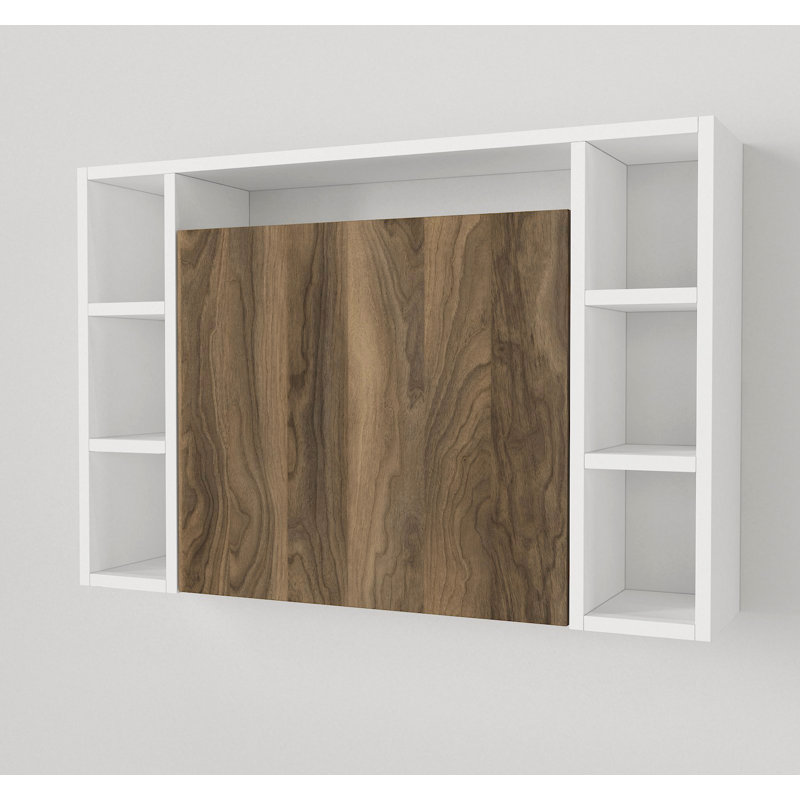 Jaimyn 90cm W Rectangular Floating Desk, White/Walnut