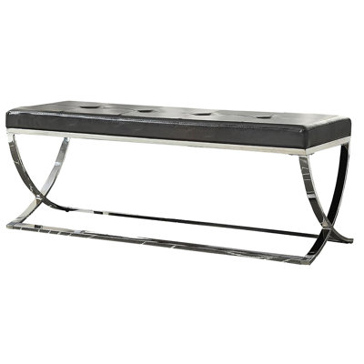Modern Black Seat Bench With And Upholstery Sleek Curve-Leg Frame For Living Room Decor