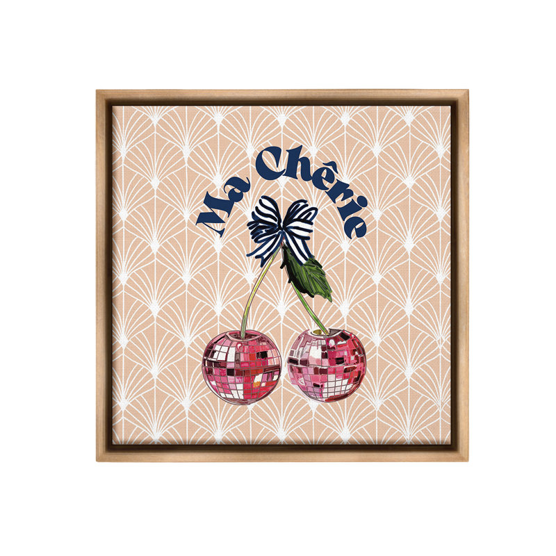 «Botanical Patterned Cherries Floater Frame» par Amelia Noyes sur, Cadre flottant orme Montalcino, H 25 po x l 25 po