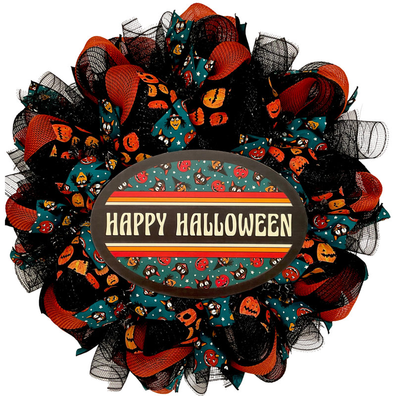 Couronne joyeuse à l'ancienne faite à la main Happy Halloween