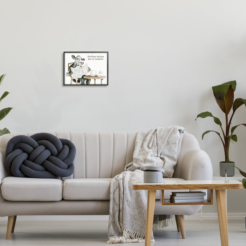 «Happy Morning Coffee», phrase encadrée sur bois par Cindy Jacobs, impression, Giclée encadrée noir minuit