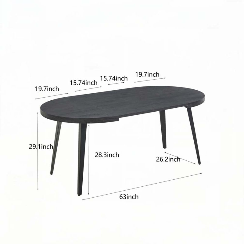 Table de salle à manger extensible, Noir