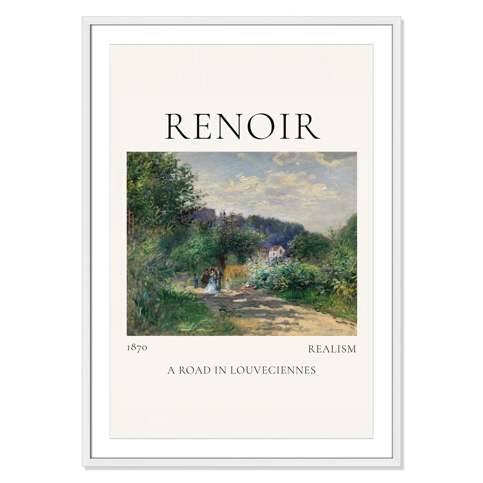 Rocchetto "A Road in Louveciennes" Print, White Single Picture Frame, Yes, 41.5" H x 29.5" W x 1.25" D
