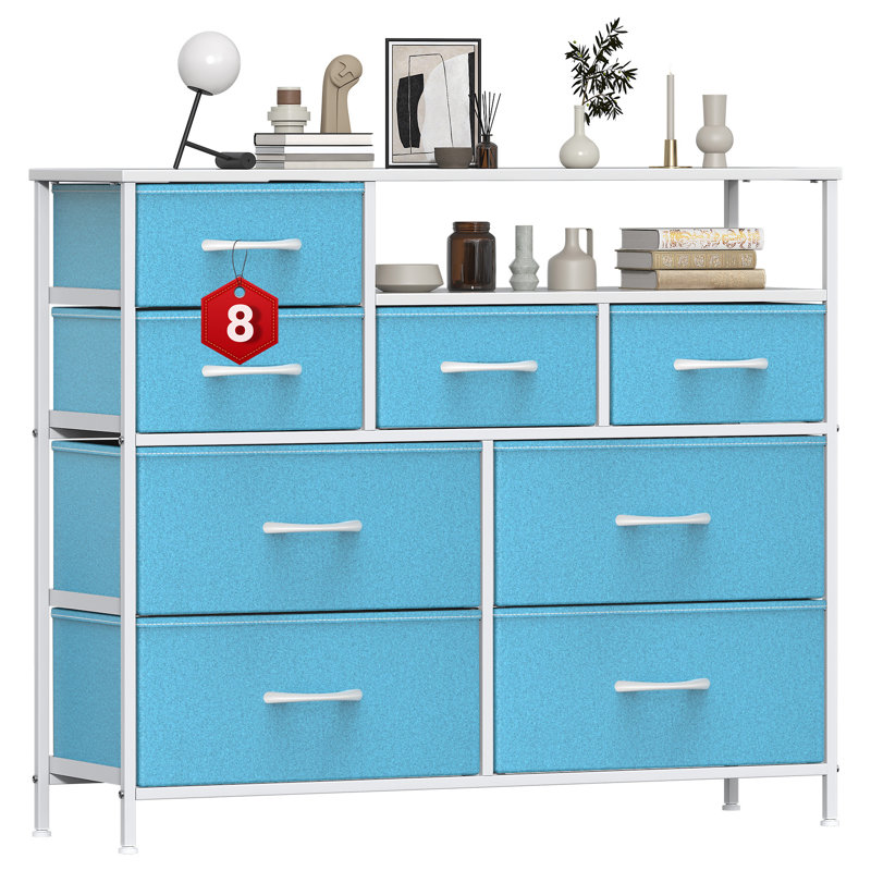30 cm W Chest of 8 Drawers, Blue
