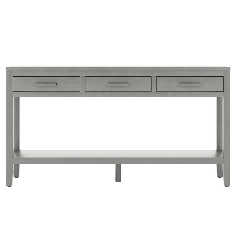 Console moderne à 3 tiroirs avec tablette de rangement, Gris foncé