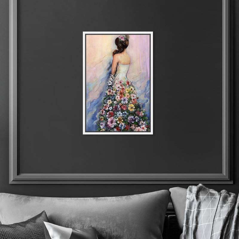 Floral Flowing Gown - cadre flottant, impression sur toile