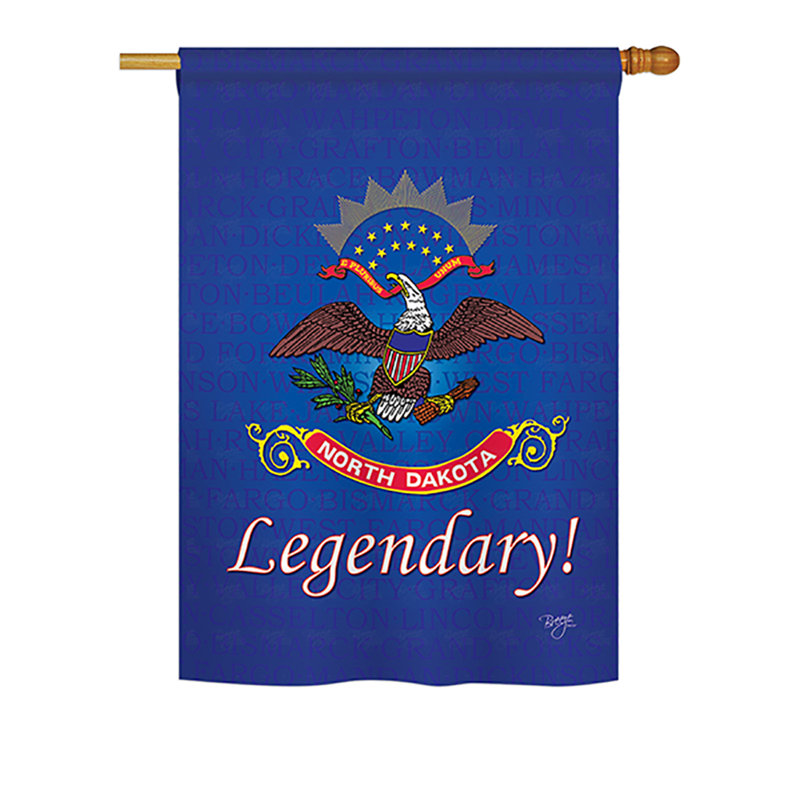 Drapeau de maison en polyester à 2 côtés US State, H 40 po x l 28 po, Dakota du Nord