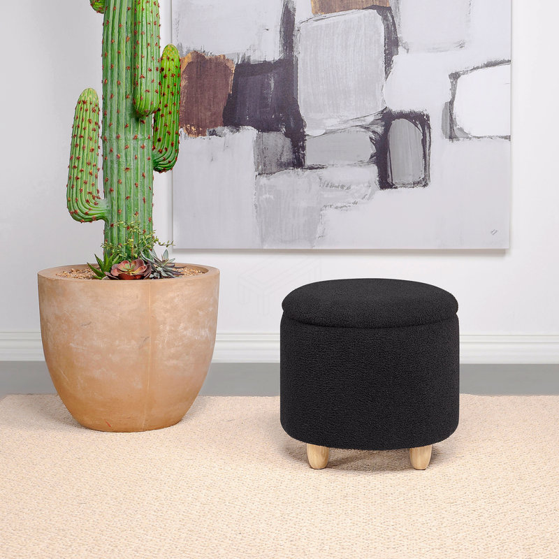 Repose-pieds rond avec rangement, Brun