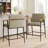 Counter Stool with iron frame-Set of 2-Espresso+Khaki-1622922655