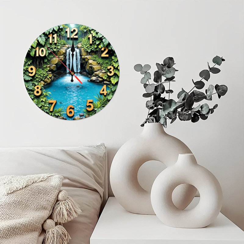 Horloge murale cascade nature sereine