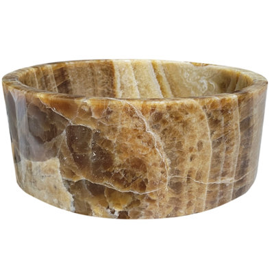 TashMart 16'' Honey Stone Circular Bathroom Sink