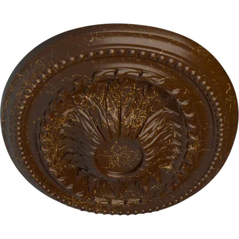 Endurathane Spring Leaf Ceiling Medallion, 19 7/8"OD x 3 5/8"ID x 1 1/4"P (Fits Canopies up to 5 5/8")Hand-Painted Smokey Topaz Crackle Finish
