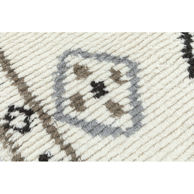 Rivah Hand Tufted Geometric Area Rug in Ivory/Brown/Black, Rectangle 7'6" x 9'6"