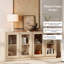 Armoire d'appoint moderne avec 4 portes en verre, commode d'appoint multifonctionnelle avec grand rangement et tablette réglable-1643279036