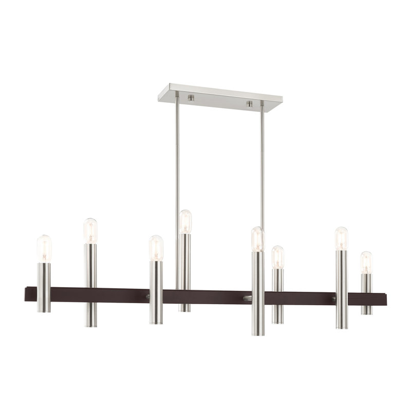 Lustre rectangulaire pour îlot de cuisine à 8 lumières Annies, Brossé