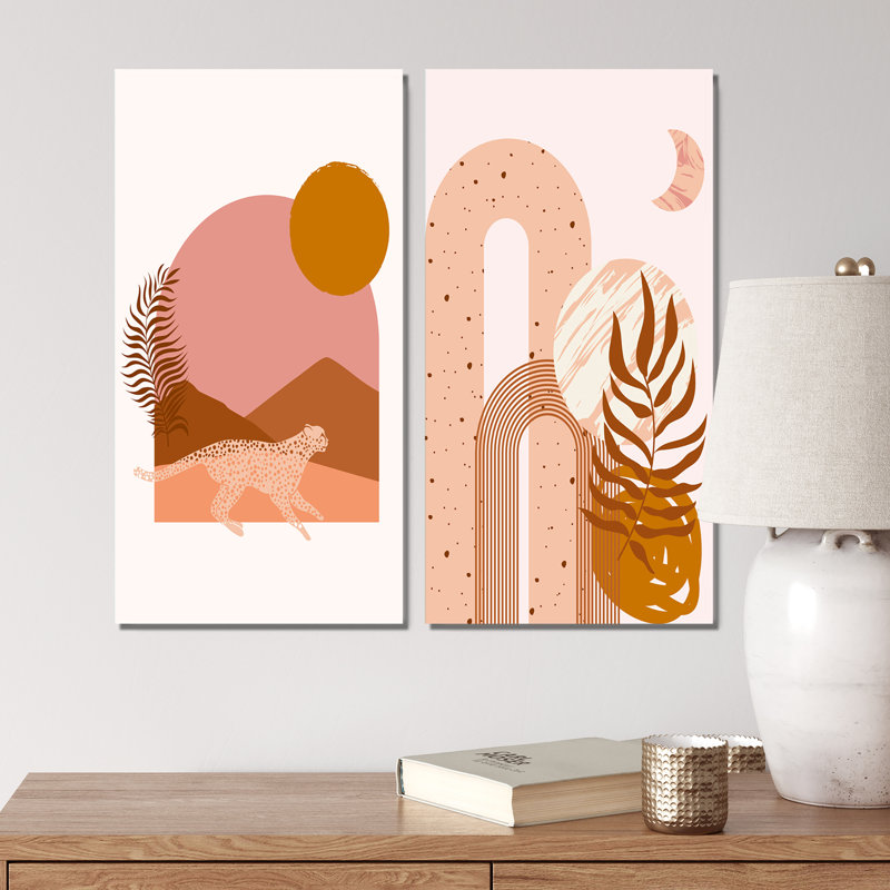 Tropical Boho Wildlife Decor II - ensemble de 2 reproductions, Toile tendue, H 20 po x l 24 po x P 1 po