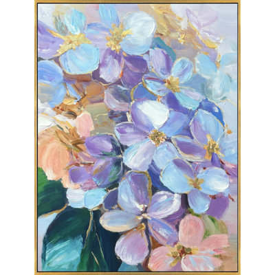 Petal Reverie I - 40" x 30" - Hand-Embellished Canvas in Frame