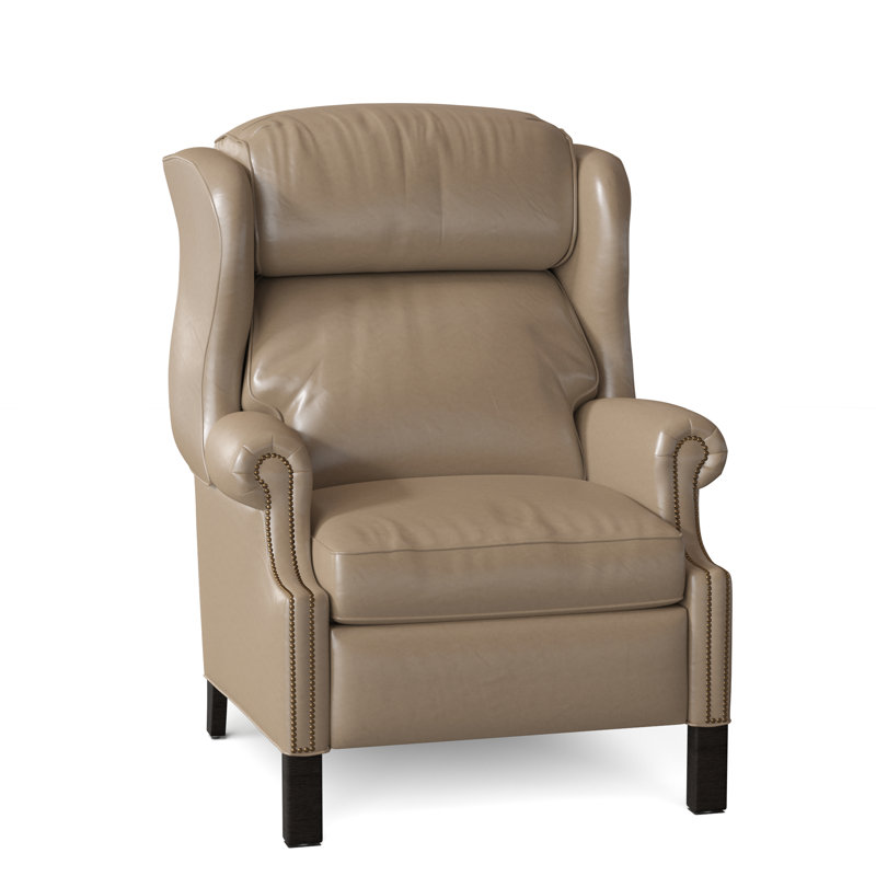 Chippendale Recliner, Outsider Raven Genuine Leather, Cobblestone, #9 French Natural