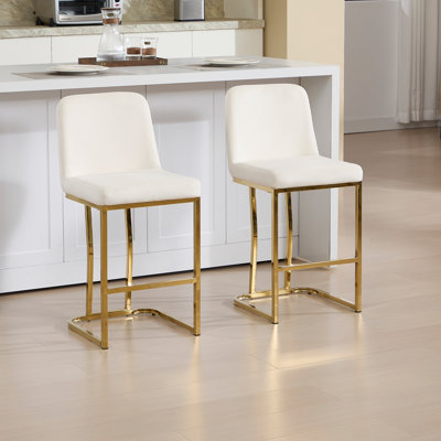 Tabouret de bar moderne de 24 po de hauteur avec structure en métal (ensemble de 2)