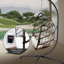 Folding Swing Egg Chair with Stand - Wicker Rattan, C-Type Bracket, Cushion, Pillow & Special Cup Holder
