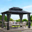 Pavillon de jardin 10 pi x 13 pi - Toit en polycarbonate à double couche, structure en aluminium, rideaux et filet