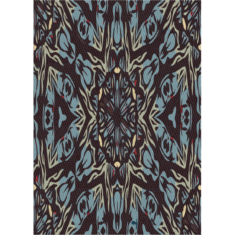Tapis brun/bleu à tisser électrique, Carré 4 pi
