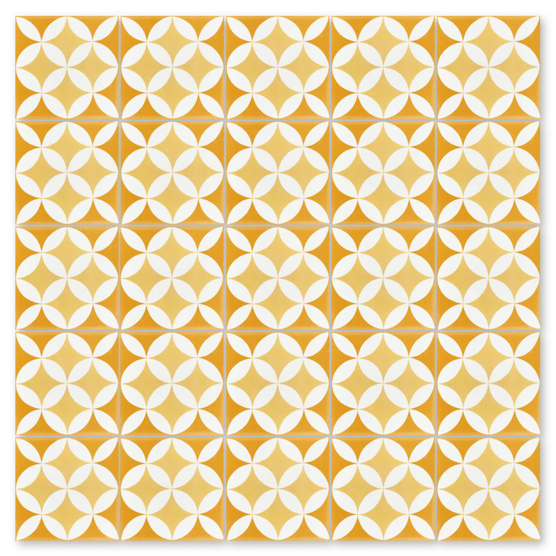 Circulos 8" x 8" Cement Patterned Wall & Floor Tile, Maple Sugar