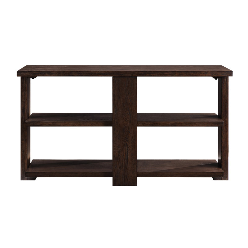 Sophisticated Rectangular Walnut Table, Natural Wood Texture, 2 Fixed Shelves, , 57 Lb, 18" Depth Finish Table For , Poplar & Veneer, Open Shelf Organization, Build, Lbs Weight