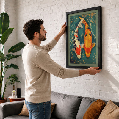 Koi in Motion Modern - Framed Print
