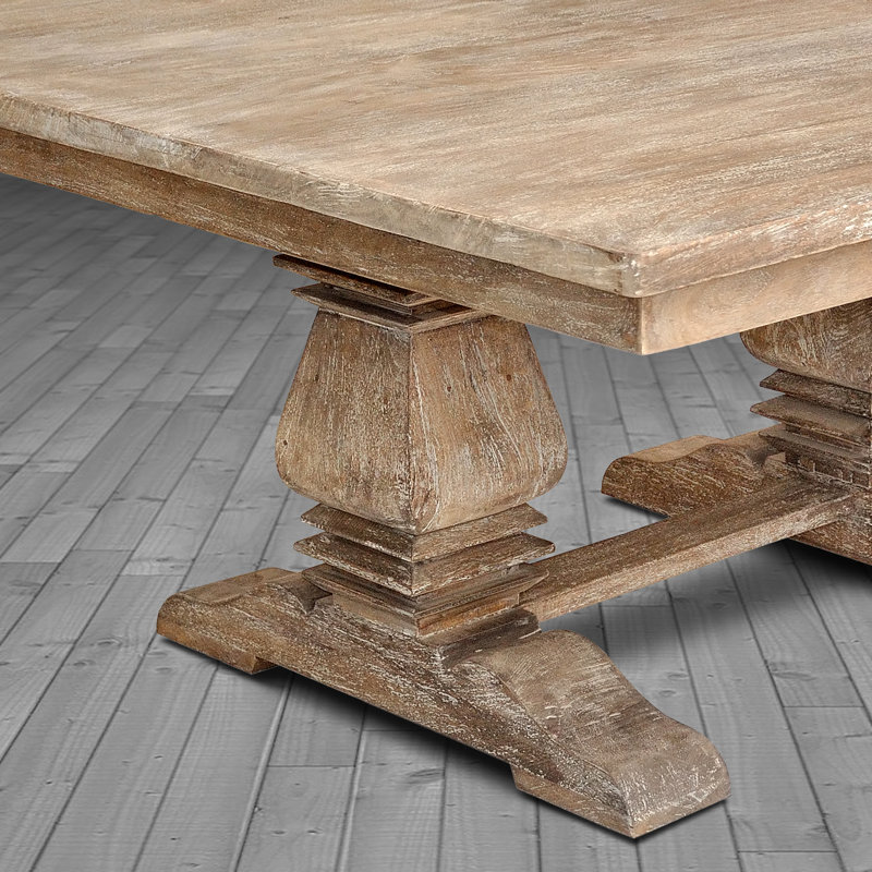 Table de salle à manger en bois massif Adeline Balustrade, Gris mangue rustique, H 30 po x L 60 po x l 60 po