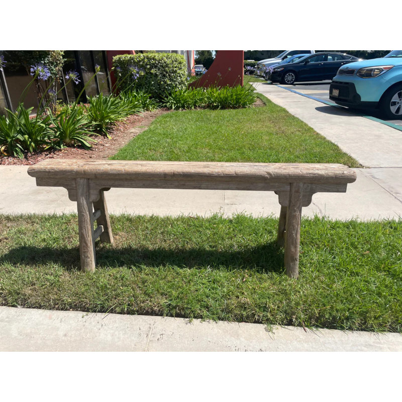 Banc en bois massif Haneef, H 20 po x l 60 po x P 7 po, Gris