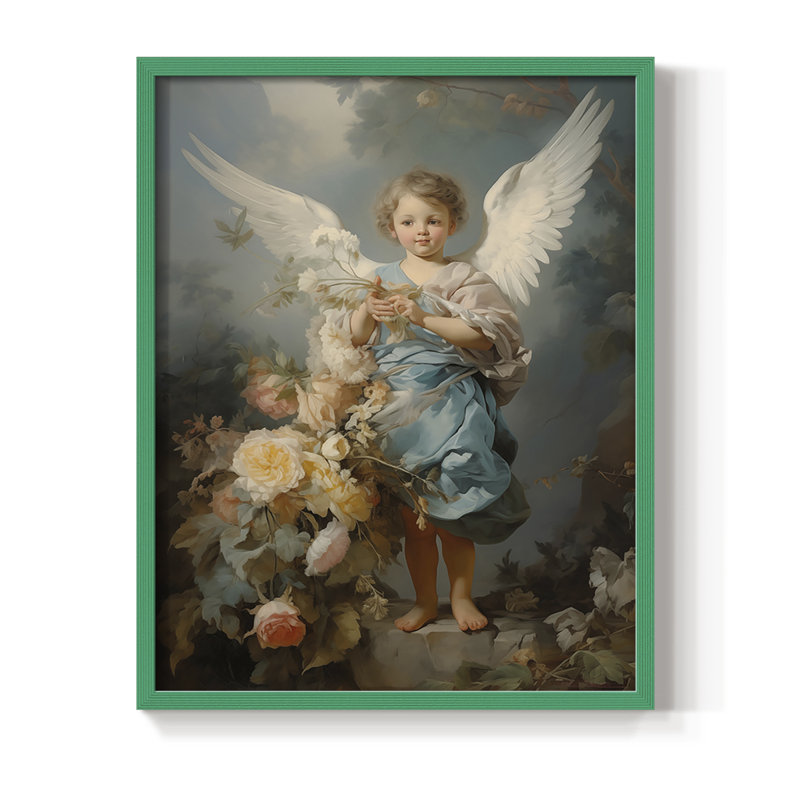 «Religious Series CDxxxxxx», reproduction encadrée - bois massif, H 15 po x l 12 po, Vert