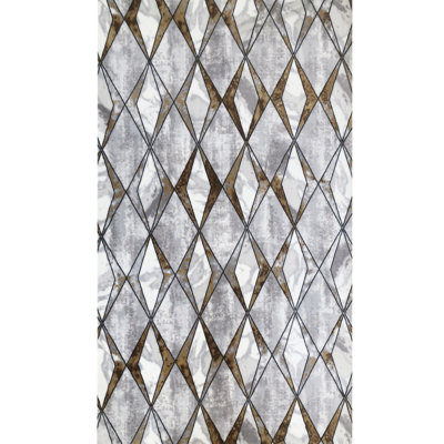 Tapis gris / or en polyester tissé à la machine Fierros