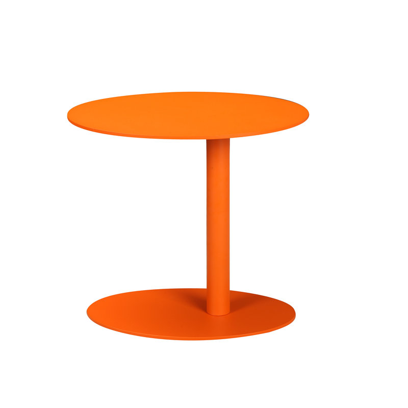 Pangea Home Staccato Modern Metal End Table – Powder-Coated Frame with Slide-Under Sofa Base, Multi-Use Side Table, Orange