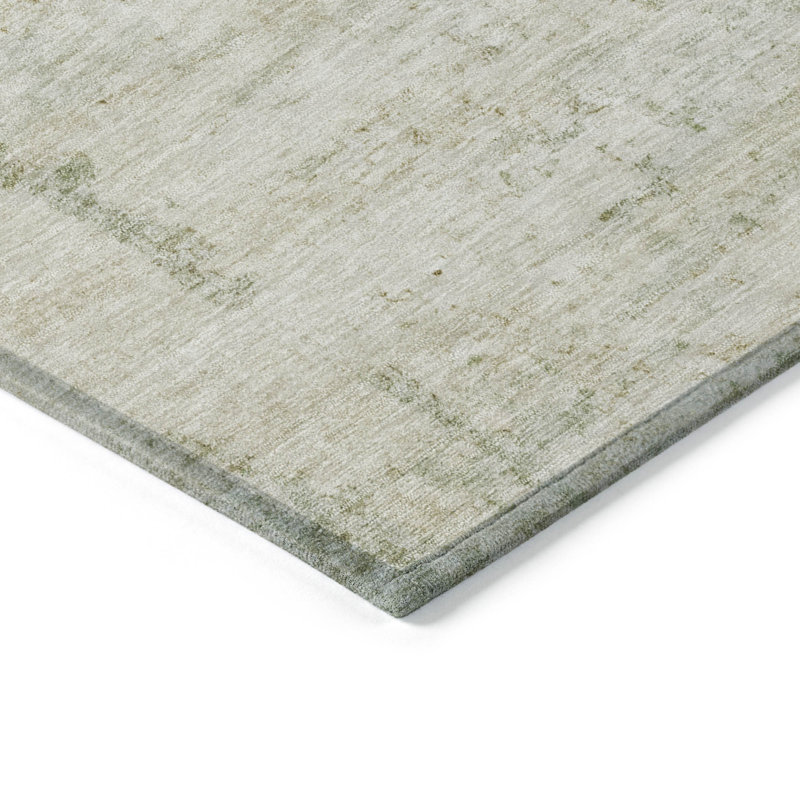 Machine Washable Light Beige Linen Indoor/Outdoor Rug