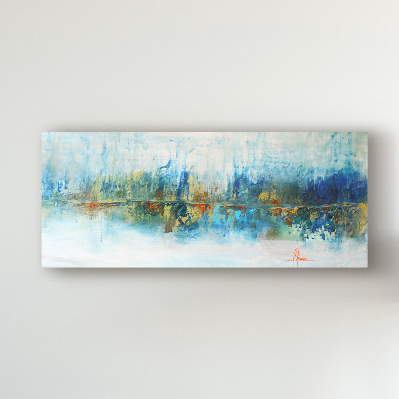 « aqua azul », reproduction de peinture à l’acrylique sur toile tendue, H 14 po x l 32 po x P 2 po
