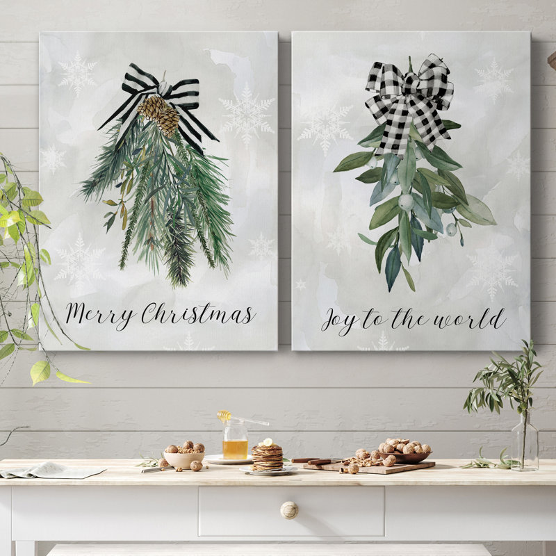 Sprig of Christmas Time - ensemble de 2 reproductions d'art, H 20 po x l 32 po, Toile tendue, Sans cadre