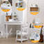 Kids Desk and Chair Set, Wooden Corner Study Table with Bookshelf, Bulletin Board, and Pen Holder, Writing Table, White