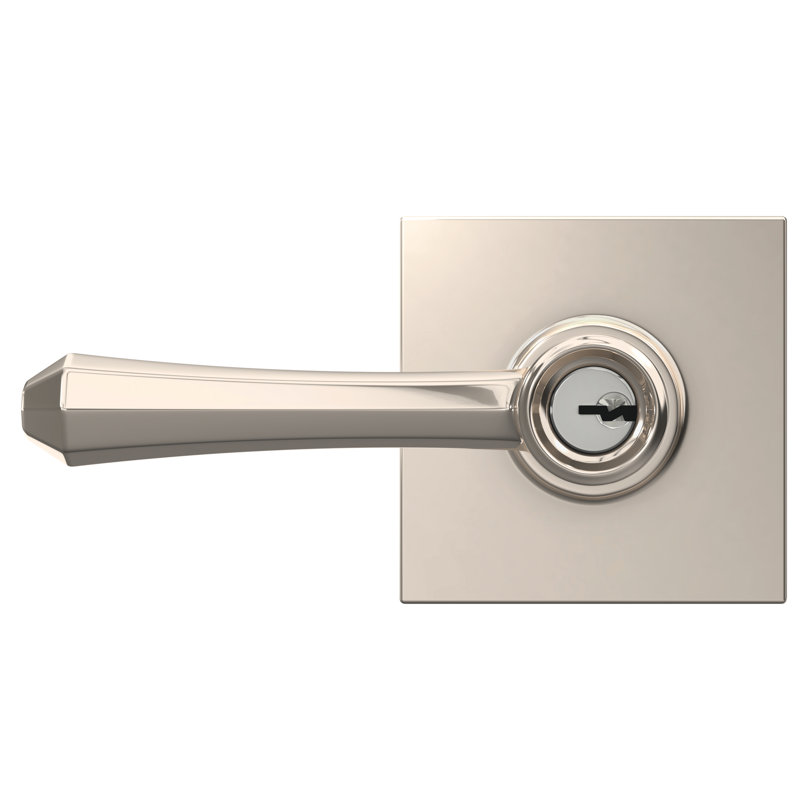 Dempsey Keyed Entry Lever with Collins Trim, Polished Nickel
