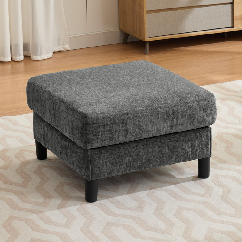 Repose-pieds carré de 27,5 po en chenille large avec repose-pieds et canapé modulaire, Gris