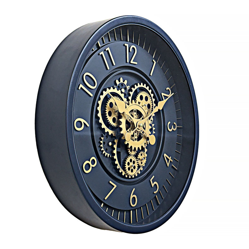 18" Dark Blue Moving Gears Wall Clock