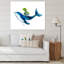 Baleine bleue sur fond blanc III - Peinture sur toile-67382761-67382763