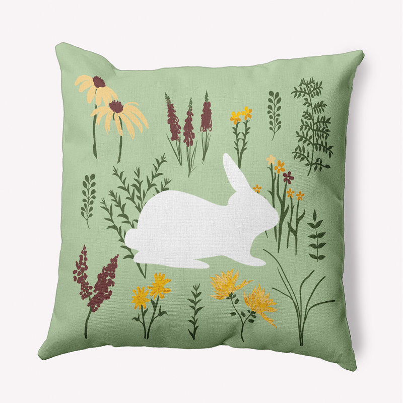 Coussin Spring Meadow Bunny, 18 po x 18 po, Vert clair