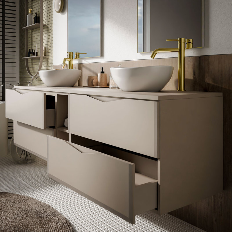 140mm Double Bathroom Vanity with Ceramic Basin