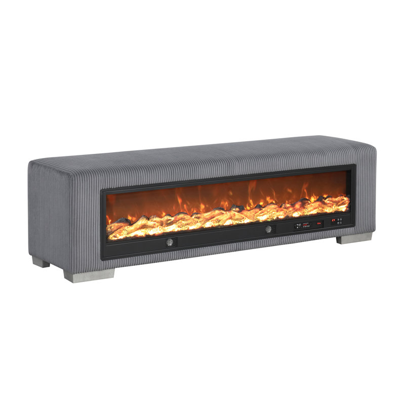 Banc avec foyer électrique Lystra, Gris